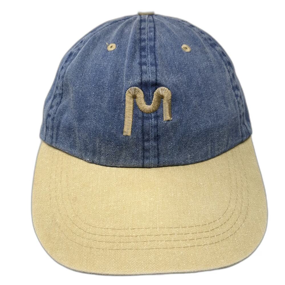 Cameo Baseball Cap Blue One Size Slideback Two Tone Hat Embroidered Letter M